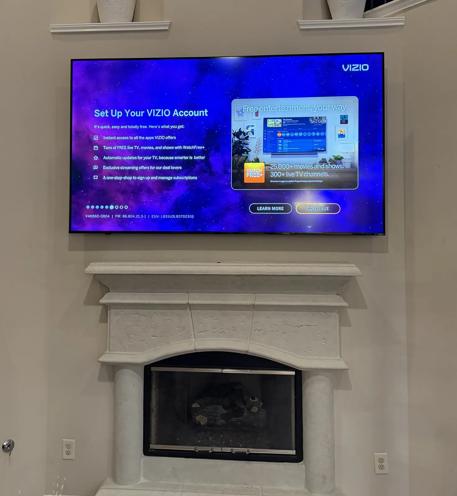 Clean finished TV wall mount, tidy install area